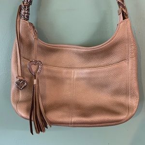 Brighton Bronze Leather Braided Strap Shoulder Bag
